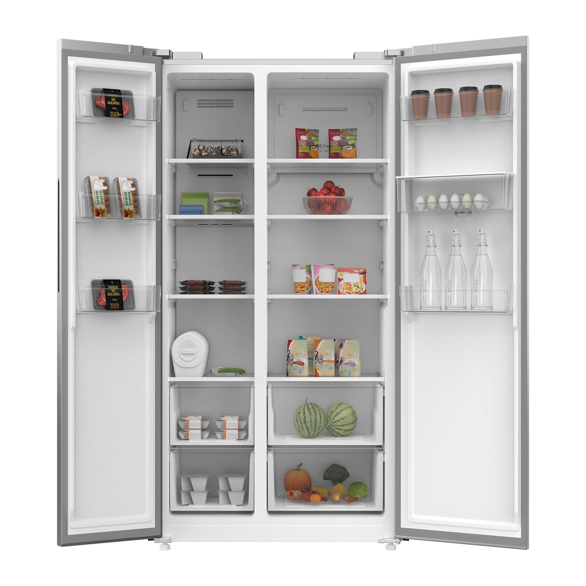 Krome Side-by-Side Refrigerator 700L – Inverter Compressor No Frost Water Dispenser KR-SBS 700WIM (Black / Inox)