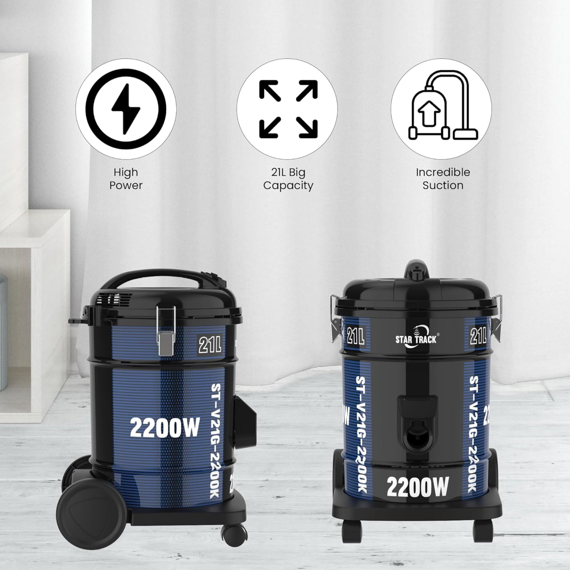 Star Track Vacuum Cleaner 21L 2200W Telescopic Tube 7m Cable ST-V21G-2200K