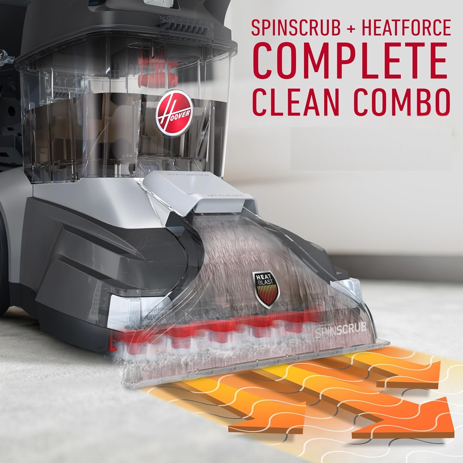Hoover Power Scrub XL+ Carpet Washer, SpinScrub Technology, Quick Drying, For Carpet & Hard Floors (CDCW-PSME) | Deep Cleaning Carpet Shampooer Machine with Multi-Purpose Tools, Powerful Suction, Pair with Hoover Carpet Cleaner Solution