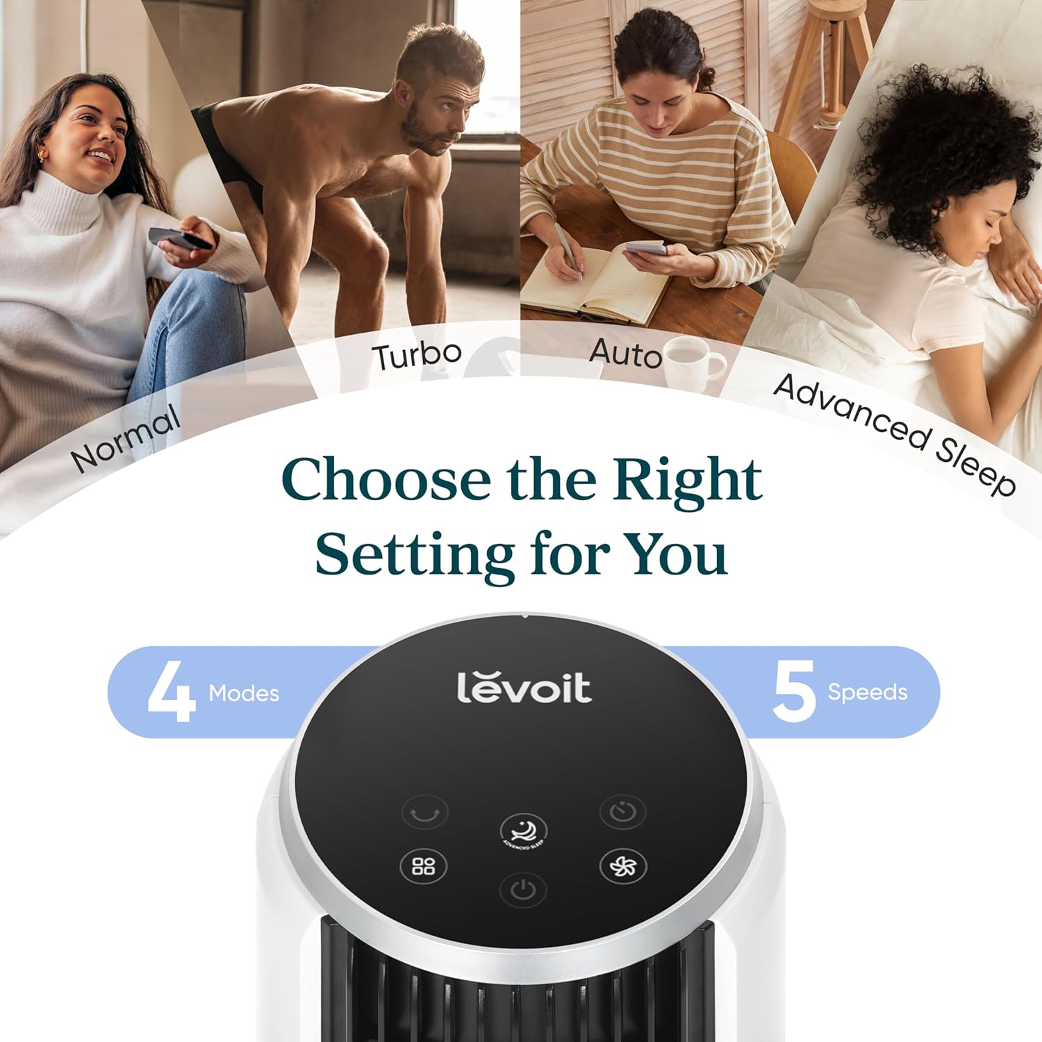 LEVOIT 20dB Silent Tower Fan with Remote Control, 7.9m/s Powerful Fan with DC Motor, 26W Energy, 4 Modes 12 Speeds 12H Timer, Advanced Sleep Mode, Front Display, 90° Oscillation