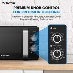 KROME Microwave Oven, 20L Capacity, 700W Output, 5 Power Levels, 35 Minute Timer, Cooking End Signal, Grey Painted Cavity, Black Color| KR-MW20MM