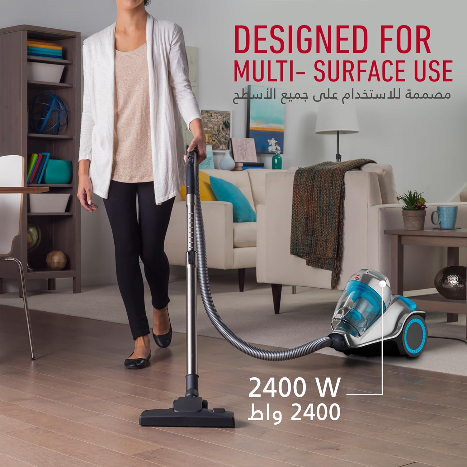 Hoover Power 7 Powerful Canister Vacuum Cleaner, 2400 Watt, 4L Large Capacity, HEPA Allergy Filter, Strong Suction, Ideal for Carpet, Hard Floors & Pet Hair – HC84-P7A-ME