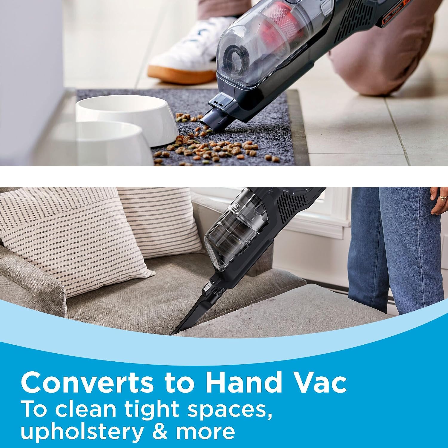 BLACK+DECKER POWERSERIES+ 18V MAX Cordless Stick Vacuum with LED Floor Lights, Lightweight, Removable Battery (BHFEA18D1)