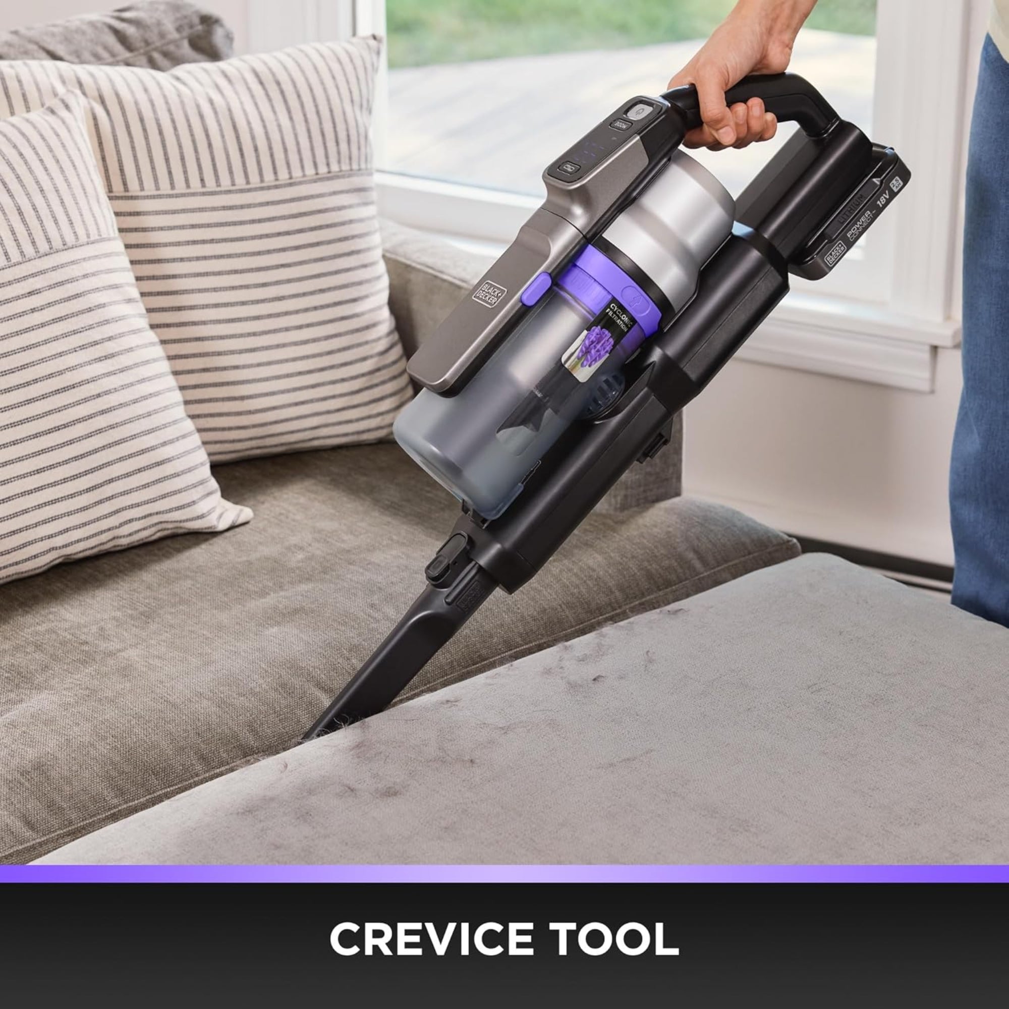 BLACK+DECKER PowerSeries Premier Cordless Stick Vacuum Cleaner 18V 72 Minutes Runtime Anti-Tangle Brush BSV520BRP-GB