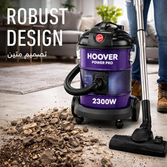 Hoover Power Pro Drum Vacuum Cleaner 22 Litre XL Large Capacity, 2300W with Blower Function for Home & Office Use, Purple, 3 Year Motor Warranty - HT85-T3-ME