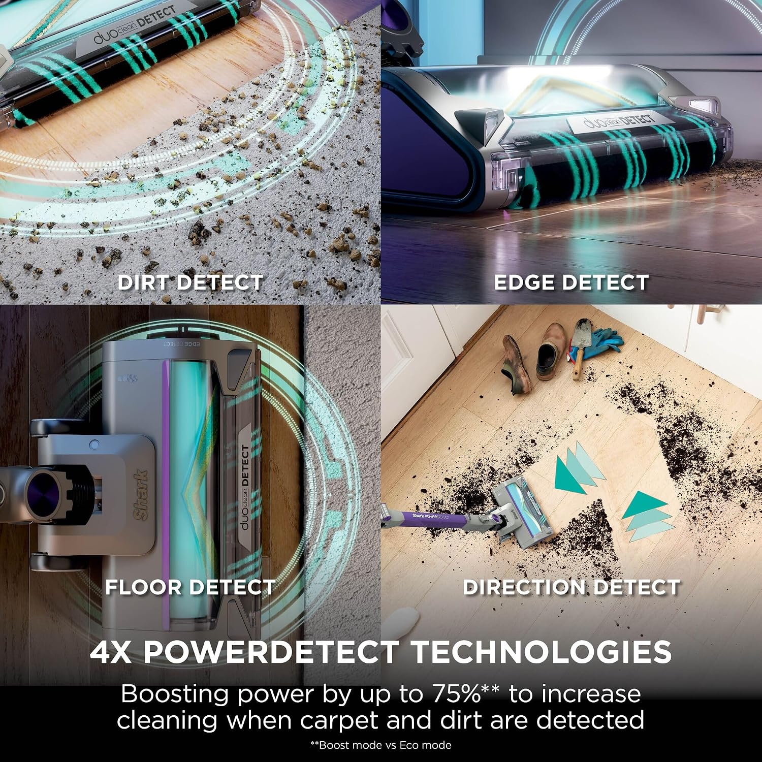 Shark PowerDetect Cordless Vacuum Cleaner, DuoClean Detect, Grey IP1251UKT | Reverse Clean, Anti Hair Wrap Plus, Lightweight, 70 Min Runtime, Pet, Crevice & Multi-Surface Tools, Flexible, Handheld Mode