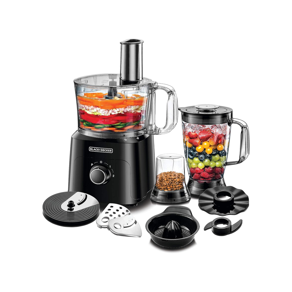BLACK+DECKER 5-in-1 Food Processor 750W 2L Bowl 1.8L Blender 34 Functions FX775-B5