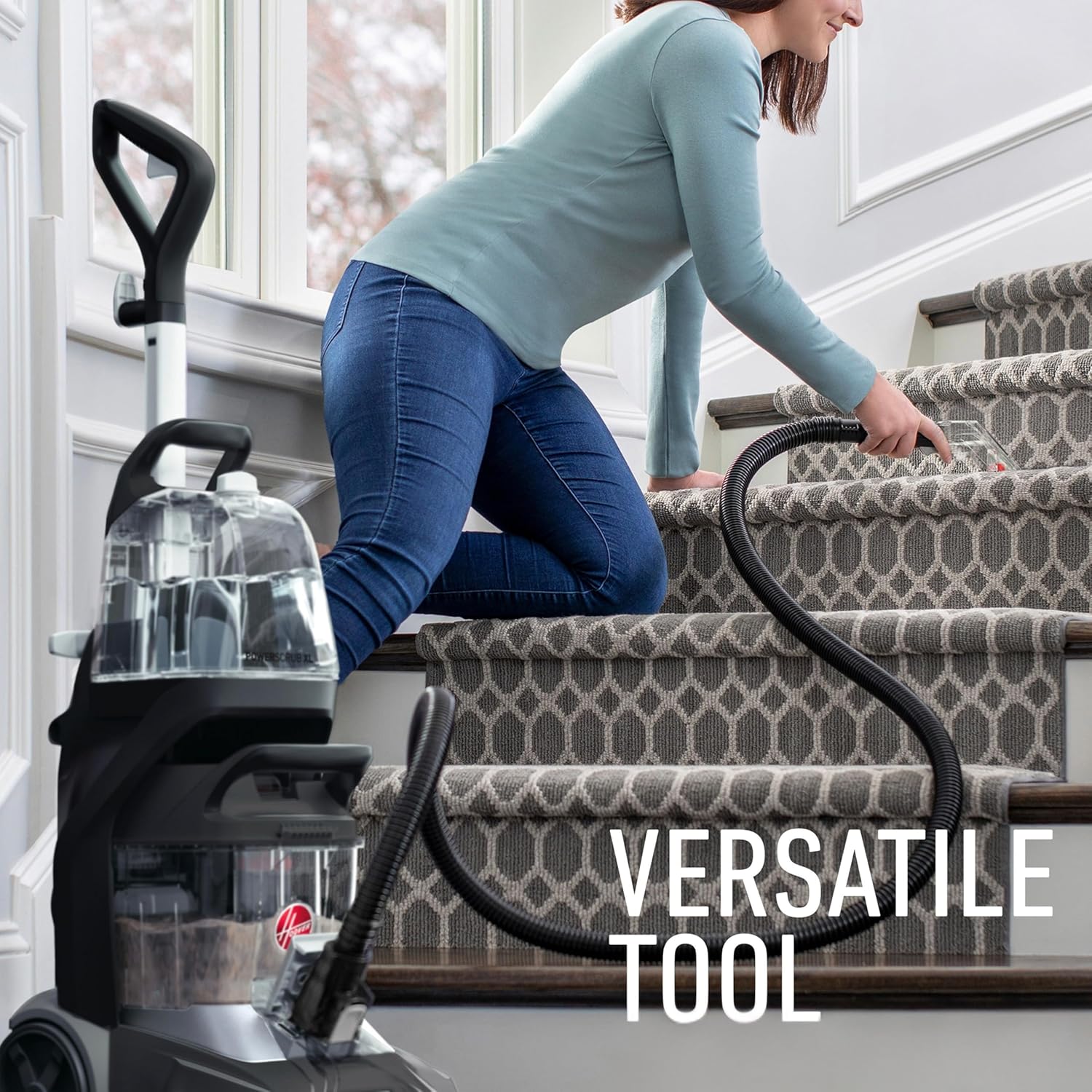 Hoover Power Scrub XL+ Carpet Washer, SpinScrub Technology, Quick Drying, For Carpet & Hard Floors (CDCW-PSME) | Deep Cleaning Carpet Shampooer Machine with Multi-Purpose Tools, Powerful Suction, Pair with Hoover Carpet Cleaner Solution