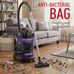 Hoover Power Pro Drum Vacuum Cleaner 22 Litre XL Large Capacity, 2300W with Blower Function for Home & Office Use, Purple, 3 Year Motor Warranty - HT85-T3-ME
