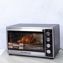 Olsenmark Electric Oven with Rotisserie, 45L - Electric Oven 2000W - 100-250 Adjustable Temperature, 60 min Timer Function - Multiple Cooking Functions & Grill