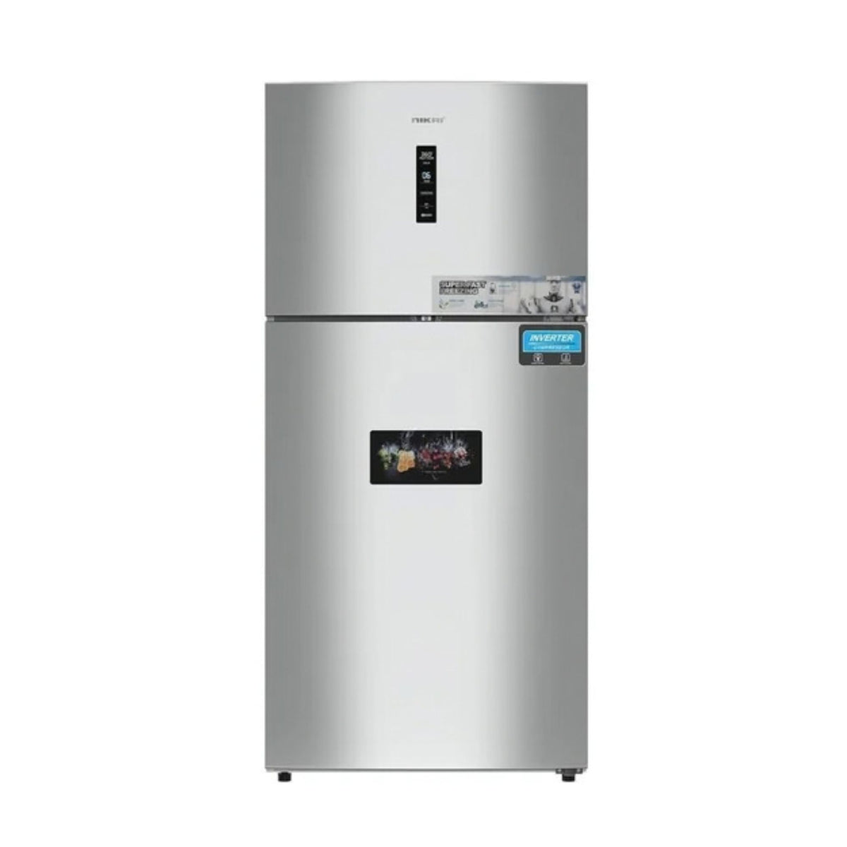 Nikai 800L Gross & 580L Net Double Door No Frost Top Mount Refrigerator, Digital Display, Silent & Energy Efficient, Inverter Compressor Big Fridge, Frost-Free, Best for Home & Kitchen - NRF801FSSINV