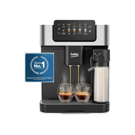 Beko Fully Automatic Coffee Machine with 19 Bar, 2L Water Capacity, 1350W, 12 Hot & Iced Beverages, Touch Display, 600ml Milk Container, Twin Shot, 13 Grinder Settings, Stainless Steel- CEG7304X