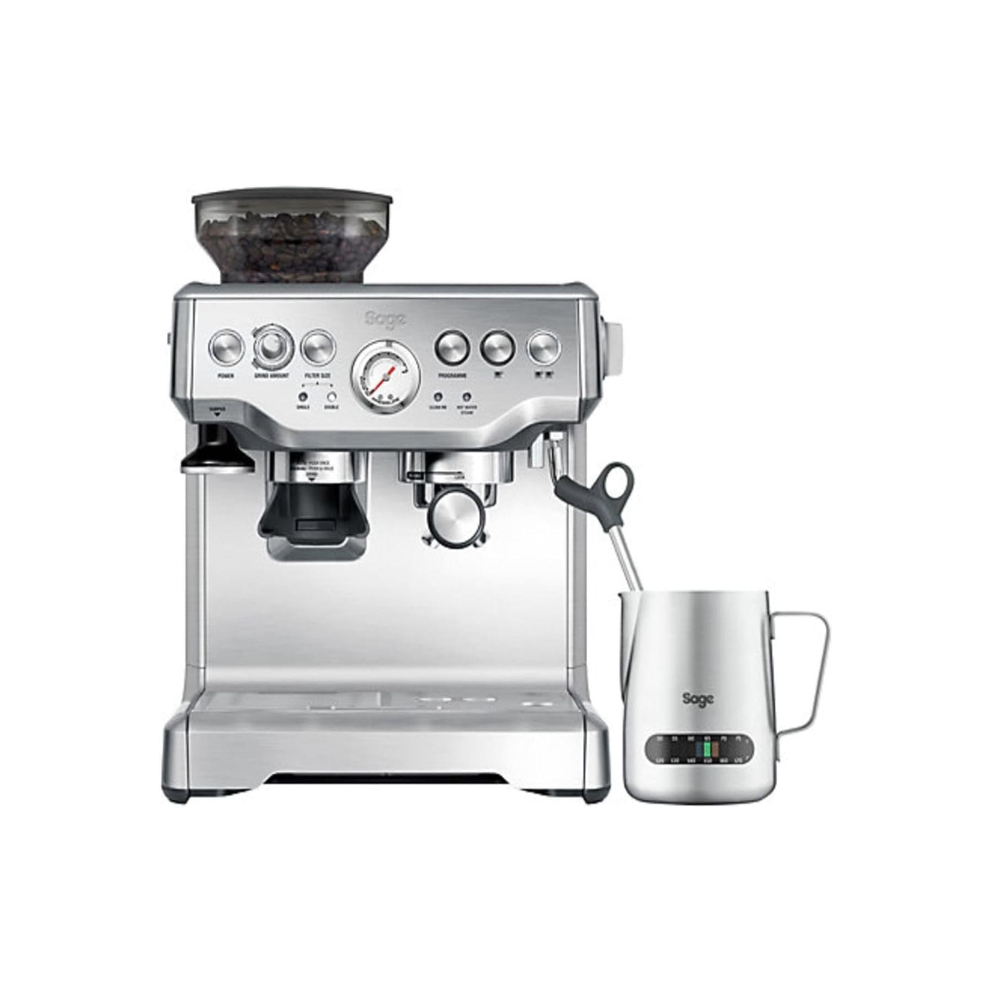 Sage - The Barista Express - Bean to Cup Coffee Machine with Grinder | Milk Frother, Brushed Stainless Steel - UAE Version, 2 Yr Warranty, Free Coffee from RAW