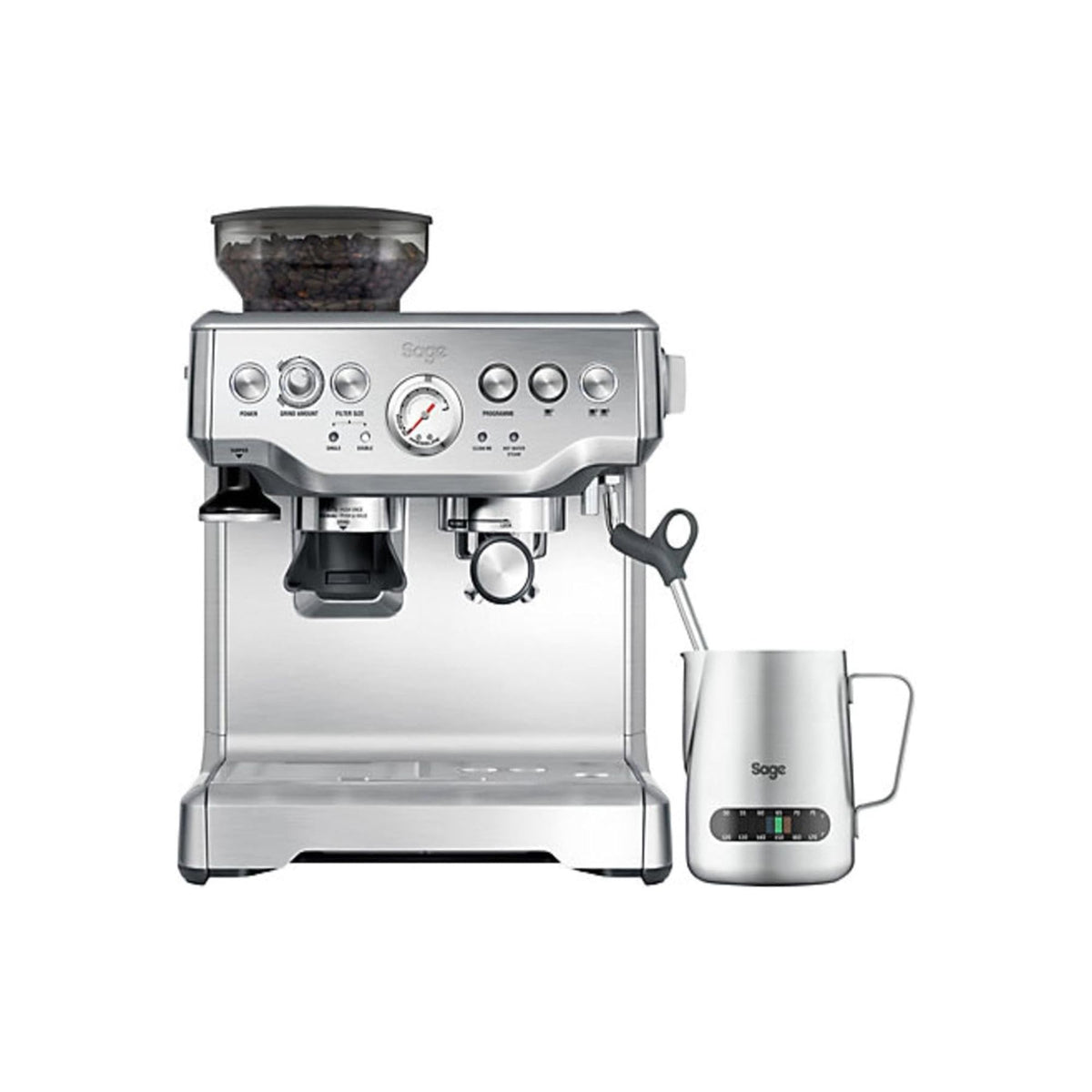 Sage - The Barista Express - Bean to Cup Coffee Machine with Grinder | Milk Frother, Brushed Stainless Steel - UAE Version, 2 Yr Warranty, Free Coffee from RAW