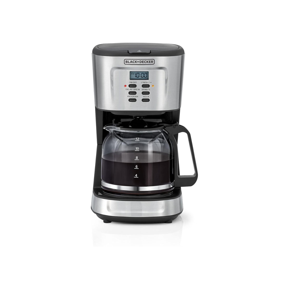 BLACK+DECKER 12-Cup Coffee Maker, 900W Programmable Drip Coffee Machine, 1.5L Glass Carafe, 24-Hour Timer, Keep Warm Function, LCD Display, Auto Shut-Off, Boil Dry Protection, Black - DCM85-B5