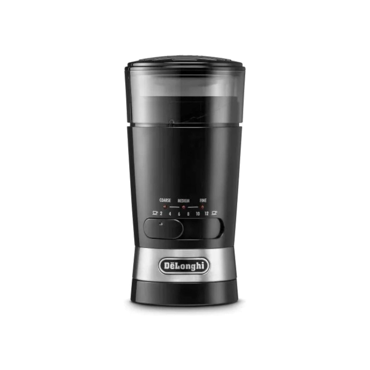 De'Longhi Electric Coffee & Spices Grinder Mill With Stainless Steel Blade , & 3 Grinding Level Settings , 12 Cups Capacity , KG210 , Black