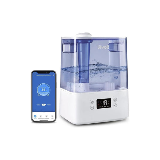 Levoit Smart Humidifiers for Bedroom & Baby, 6L Top-Fill Cool Mist with Quiet Sleep Mood and Alexa Control for Plants and Pets, Blue, Classic 300S