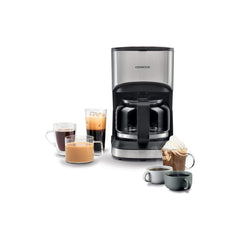 KENWOOD Coffee Machine Up To 6 Cup Coffee Maker for Drip Coffee and Americano 550W 40 Min Auto Shut Off, Reusable Filter, Anti Drip Feature, Warming Plate and Easy to Clean CMM05.000BM Black/Silver