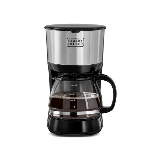 Black+Decker 750W 10 Cup Coffee Maker/Coffee Machine With Glass Carafe For Drip Coffee, Silver/Black - Dcm750S-B5, 2 Years Warranty