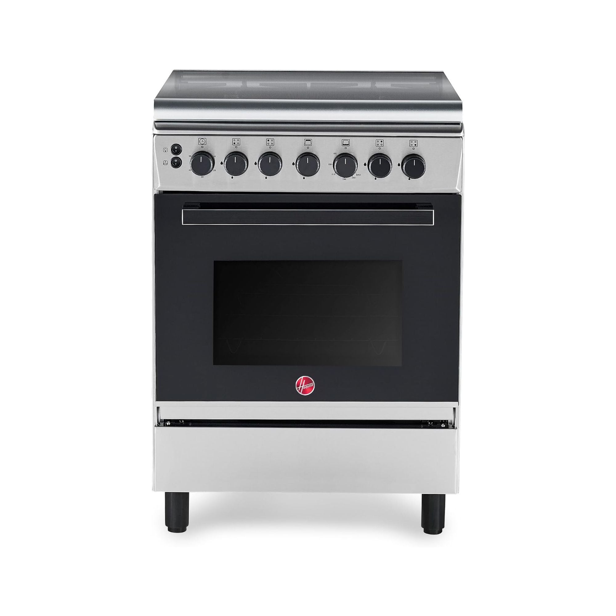 Hoover 60x60 Full Gas Cooker with 4 Gas Burners(1 Wok), Full Safety,Gas Oven & Grill, Auto Ignition, Cast Iron Support, Convection Fan, Oven Lamp, Double Glazed Door - SS HGC-G604G-RS