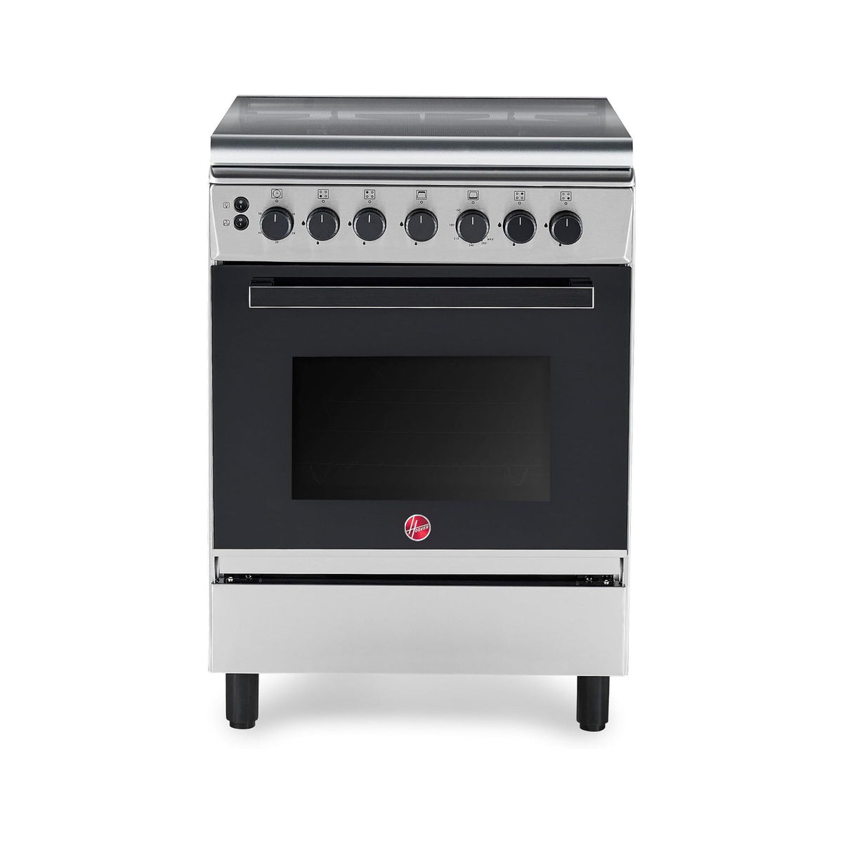 Hoover 60x60 Full Gas Cooker with 4 Gas Burners(1 Wok), Full Safety,Gas Oven & Grill, Auto Ignition, Cast Iron Support, Convection Fan, Oven Lamp, Double Glazed Door - SS HGC-G604G-RS