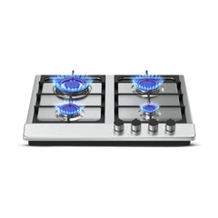 Nikai 4 Burner Gas Hob with Auto Ignition, Cast Iron Support, Full Safety Features, Straight Flame, Stainless Steel Body, Rapid Burner, Semi-Rapid Burner, Auxiliary Burner - NGH3005N
