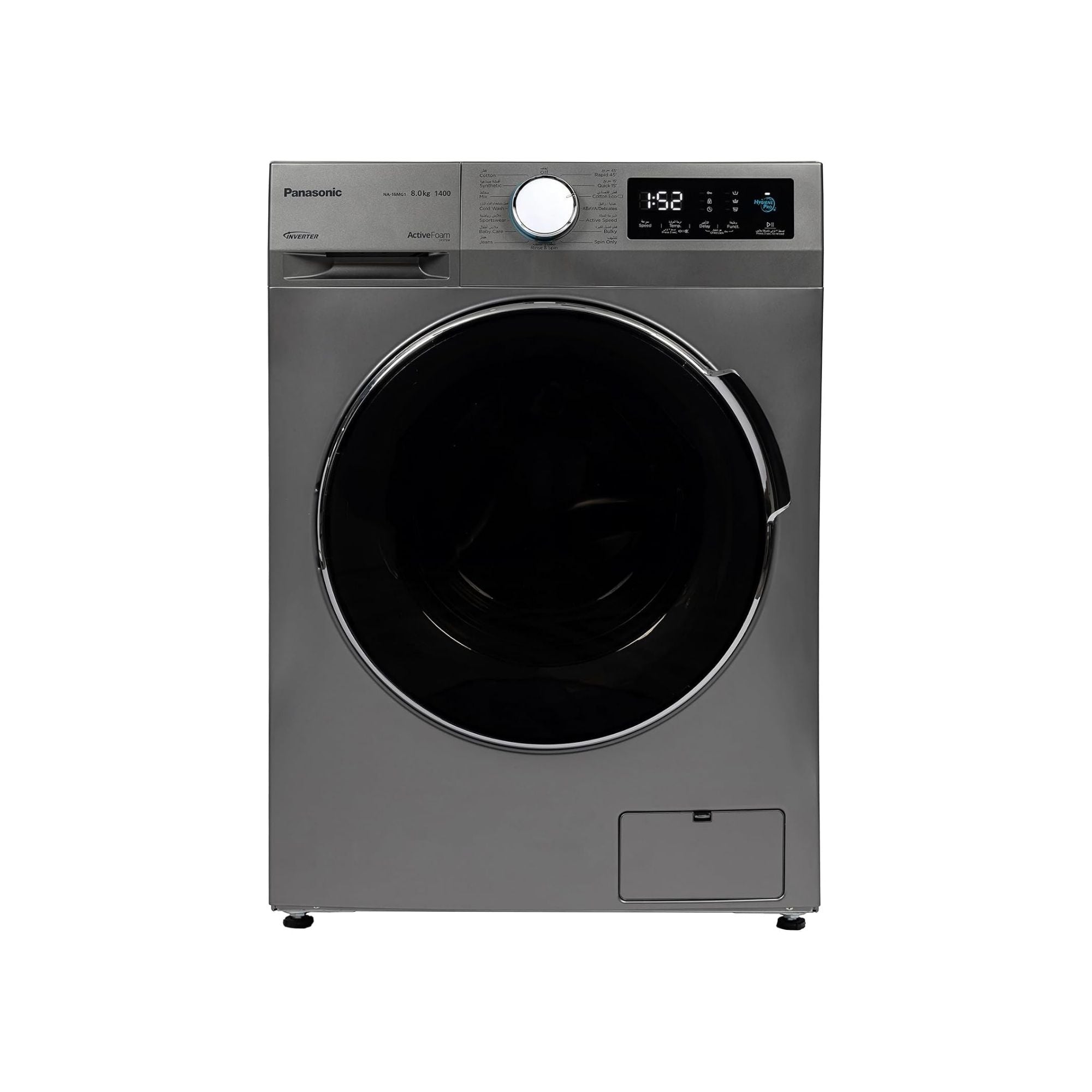 Panasonic 8kg Front Load Washing Machine,5 Star Water & Energy Efficiency, Abaya wash by Gentle Hand Wash/Active Foam by Active Speed/Pause & Add - NA16MG1WL