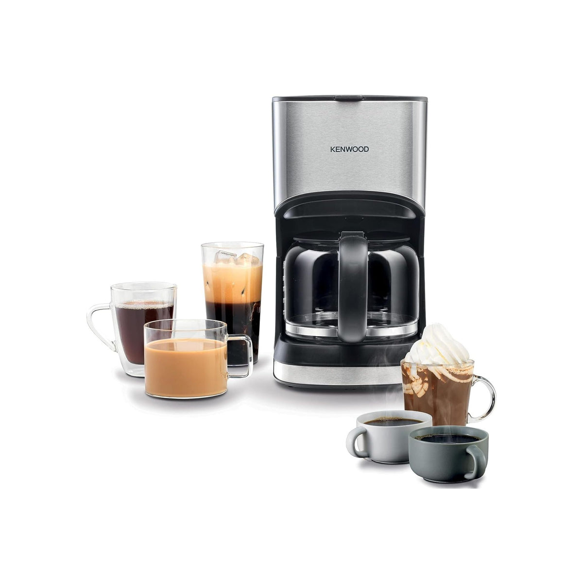 Kenwood Coffee Machine Up To 12 Cup Coffee Maker For Drip Coffee And Americano 900W 40 Min Auto Shut Off, REUSable Filter, Anti Drip Feature, Warming Plate And Easy To Clean Cmm10.000Bm Black/Silver