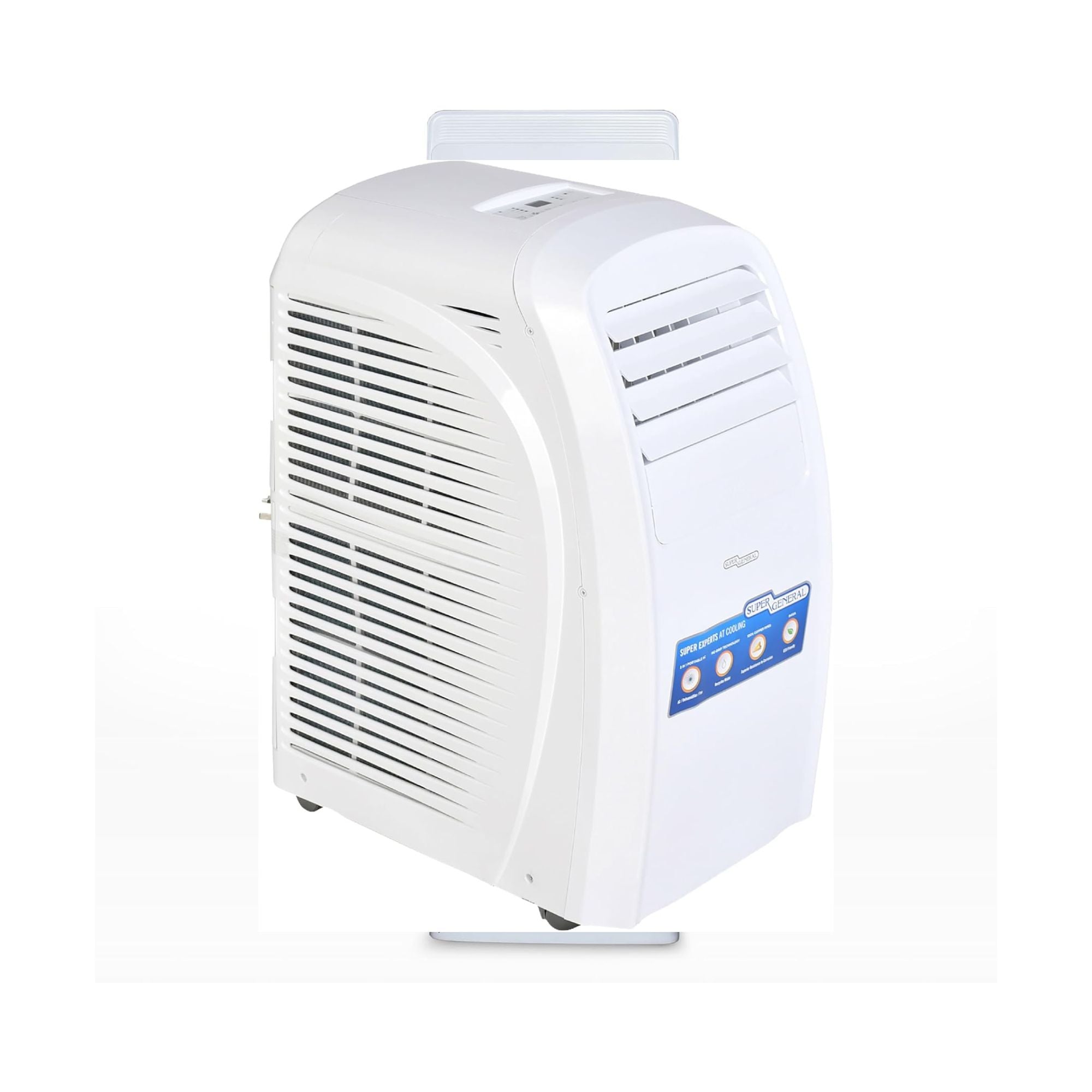 Super General 2 Ton Portable Air Conditioner SGP204T3, 3-in-1 AC-Dehumidifier-Fan, 20000 BTU, Low noise, 3 Fan speeds, No drip technology, Sleep Mode, 24 Hour Timer, 36.5(w)x56.8(D)x77.5(H) cm, White