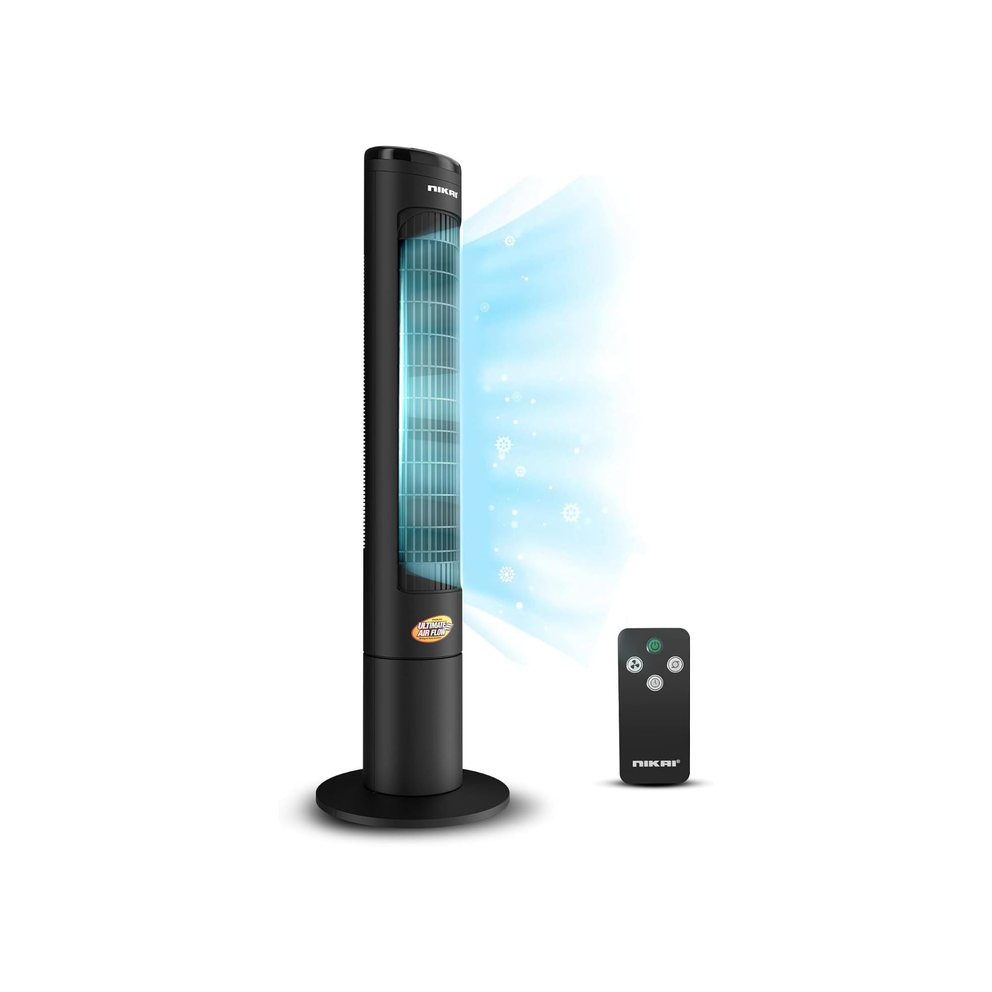 Nikai (Renewed) 40" Tower Fan, LED Touch Panel, Remote, 80° Oscillation, 12-Hour Timer, Quiet, Energy Efficient – Black NTOF4001RL