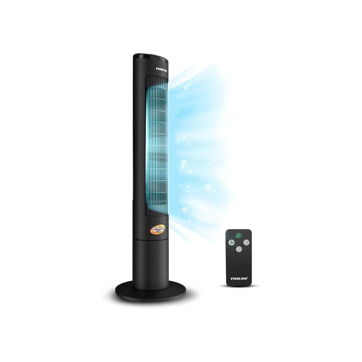 Nikai (Renewed) 40" Tower Fan, LED Touch Panel, Remote, 80° Oscillation, 12-Hour Timer, Quiet, Energy Efficient – Black NTOF4001RL