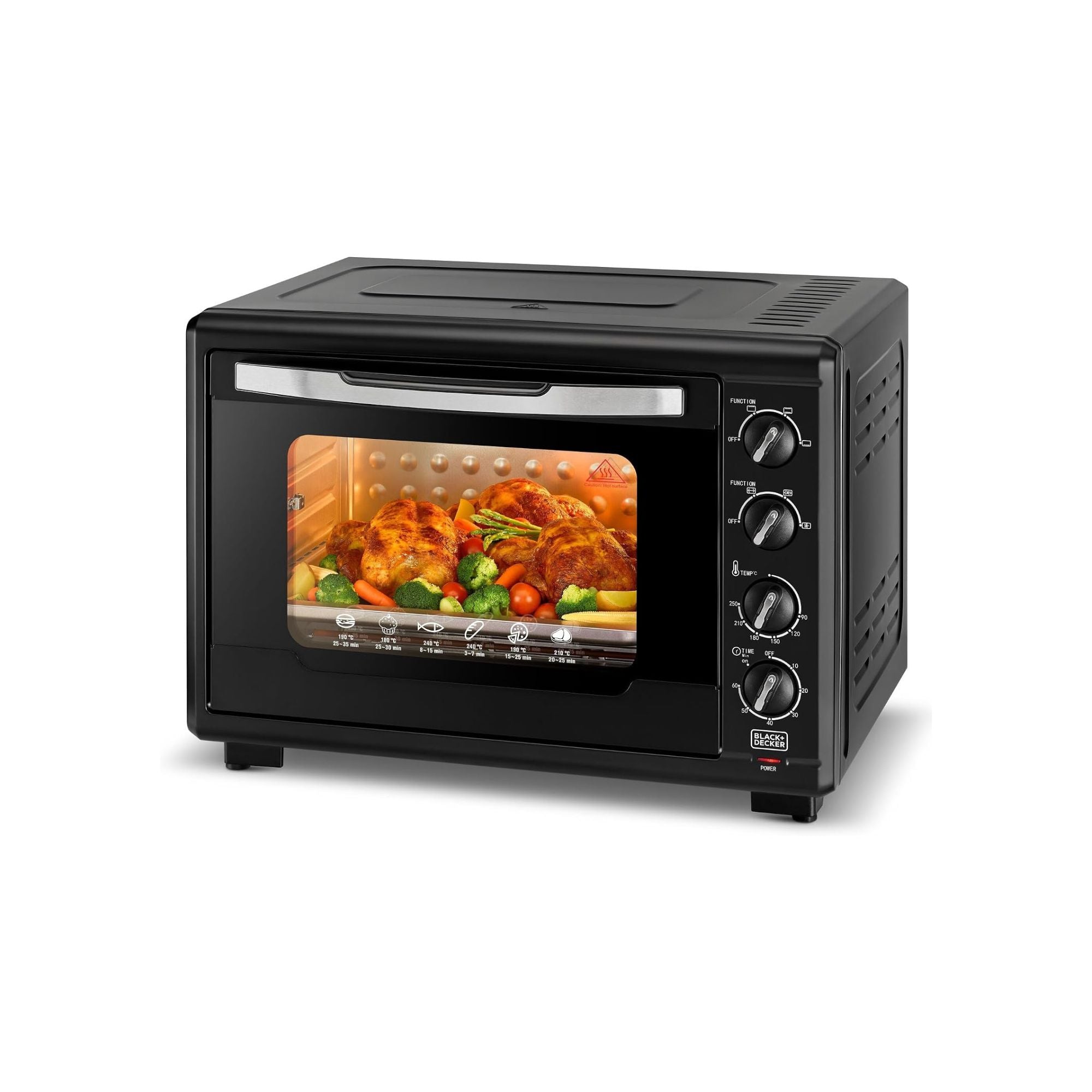BLACK+DECKER Toaster Oven with Double Grill, 2000W, 55L Capacity, 90-230° Temp Control, Double Glass Door, Stainless Steel Interior, Multiple Accessories for Baking & Broiling, Black - TRO55RDG-B5