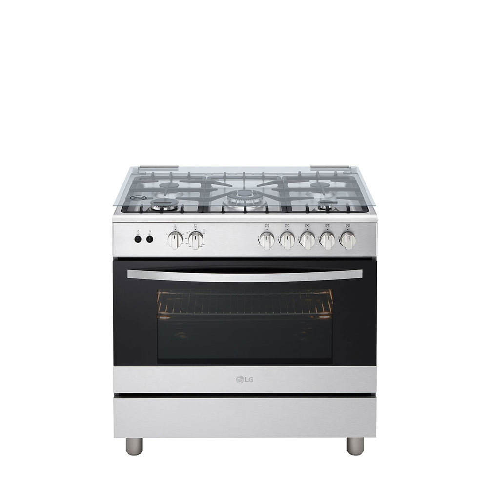 LG Free Standing Stainless Steel 90cm Gas Cooker with 5 Burners Closed ...