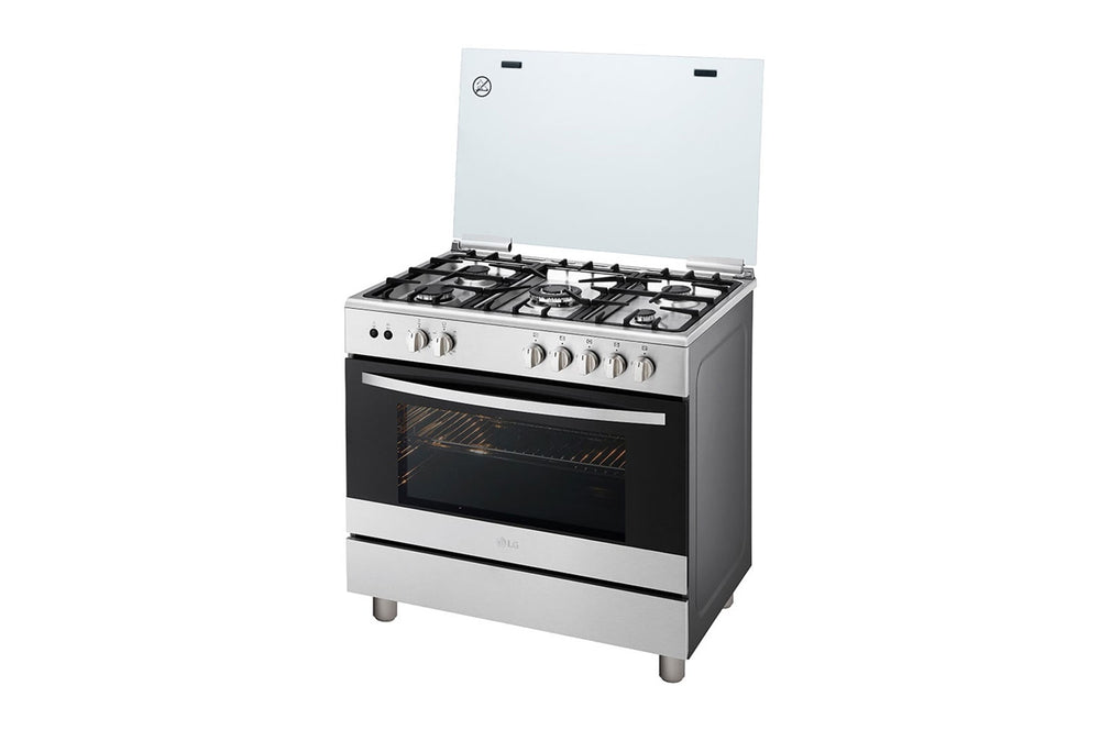 LG Free Standing Stainless Steel 90cm Gas Cooker with 5 Burners Closed ...