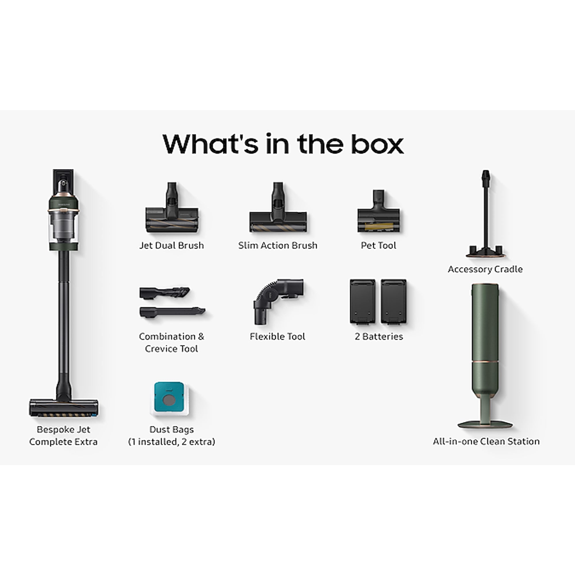 Bespoke Jet™ 210 W Vacuum Cleaner with All-in-one Clean Station Green VS20