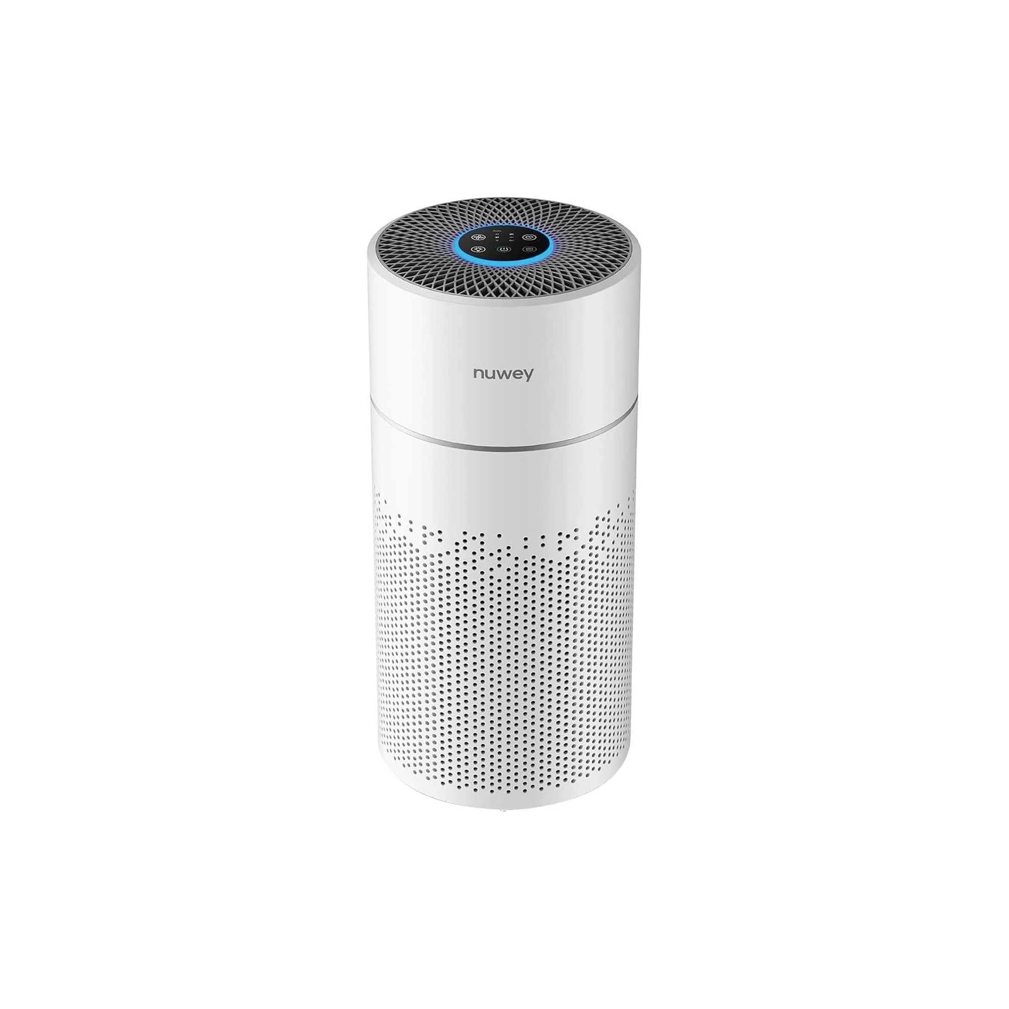 Nuwey by Nutricook AP330 air purifier front view with touch control top and mesh filter grille