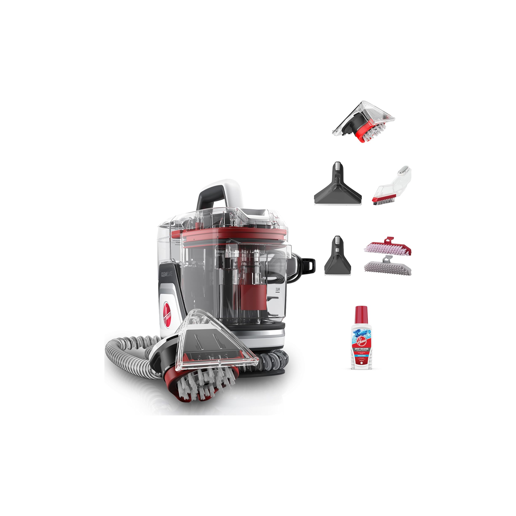 Hoover CleanSlate CDSW-MPMC portable spot cleaner with SpinScrub tool and full accessory set