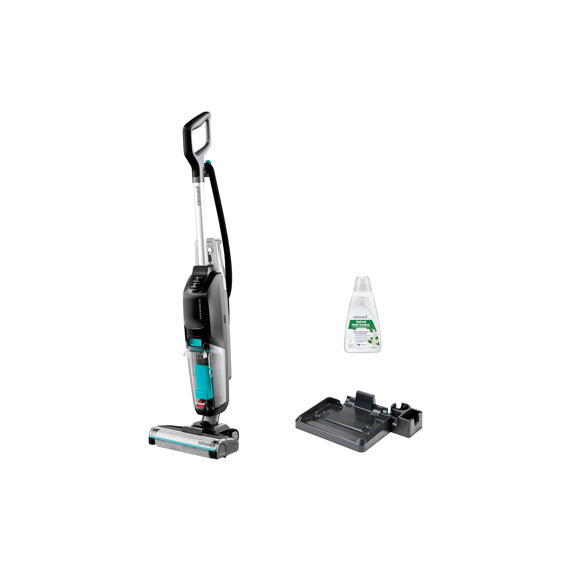 BISSELL CrossWave HF2 3845E wet and dry vacuum cleaner with cleaning solution and charging tray