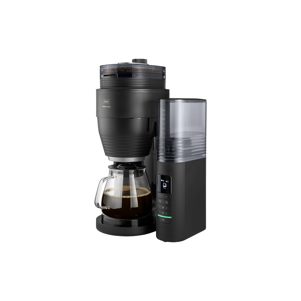 Melitta Aromafresh X Pro filter coffee machine brewing coffee into the glass jug