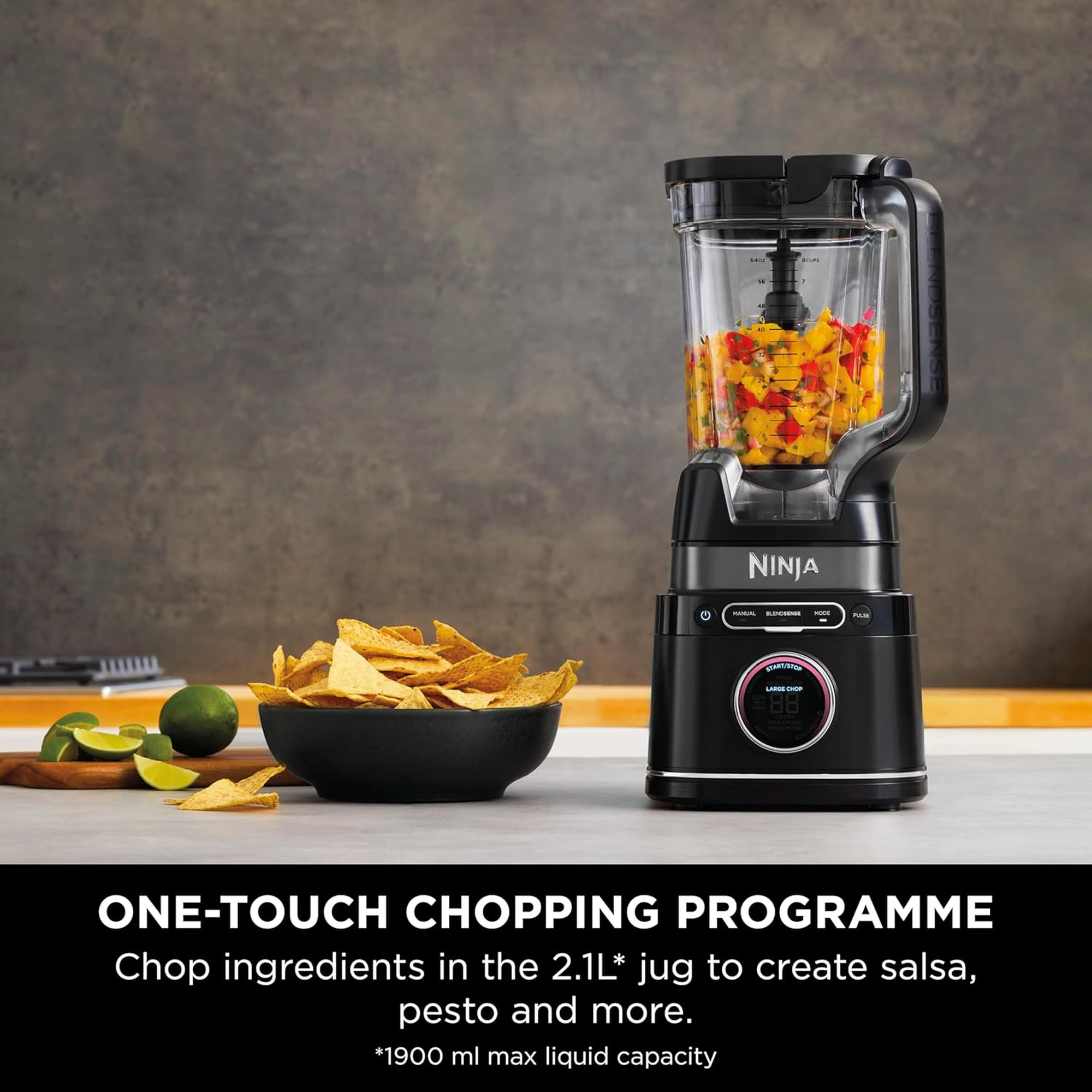 Ninja Detect Power Blender Pro TB301ME one-touch chopping programme making fresh salsa in the jug