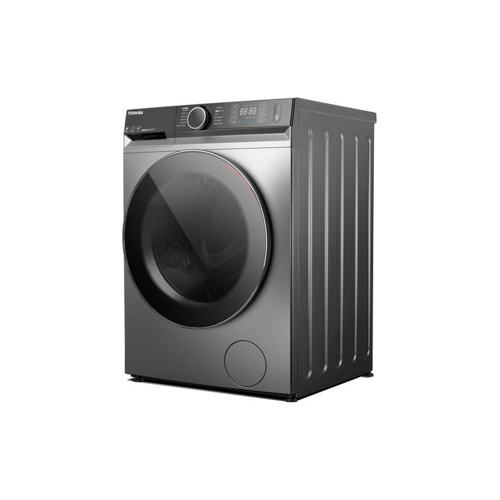 Toshiba TWD-BM110GF4B(MG) washer dryer – opposite angled view showing control panel and side panelling