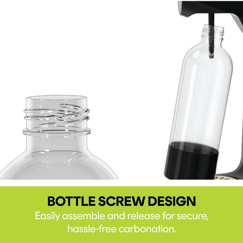 Nutricook Fizzi Soda Maker NC-FSM100 bottle screw design for secure carbonation bottle attachment