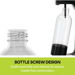Nutricook Fizzi Soda Maker NC-FSM100 bottle screw design for secure carbonation bottle attachment