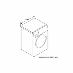 Bosch WAN28283GC installation line drawing – front view width measurement in mm