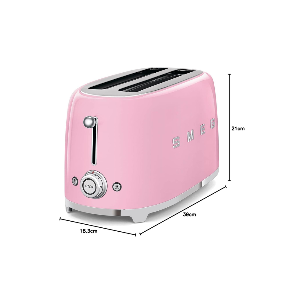 Smeg TSF02PKUK dimension diagram – 21cm height, 39cm width, 18.3cm depth