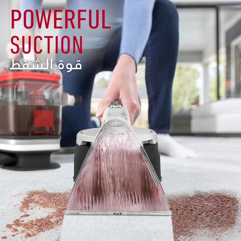 Hoover CleanSlate CDSW-MPMC powerful suction lifting dirt and moisture from carpet
