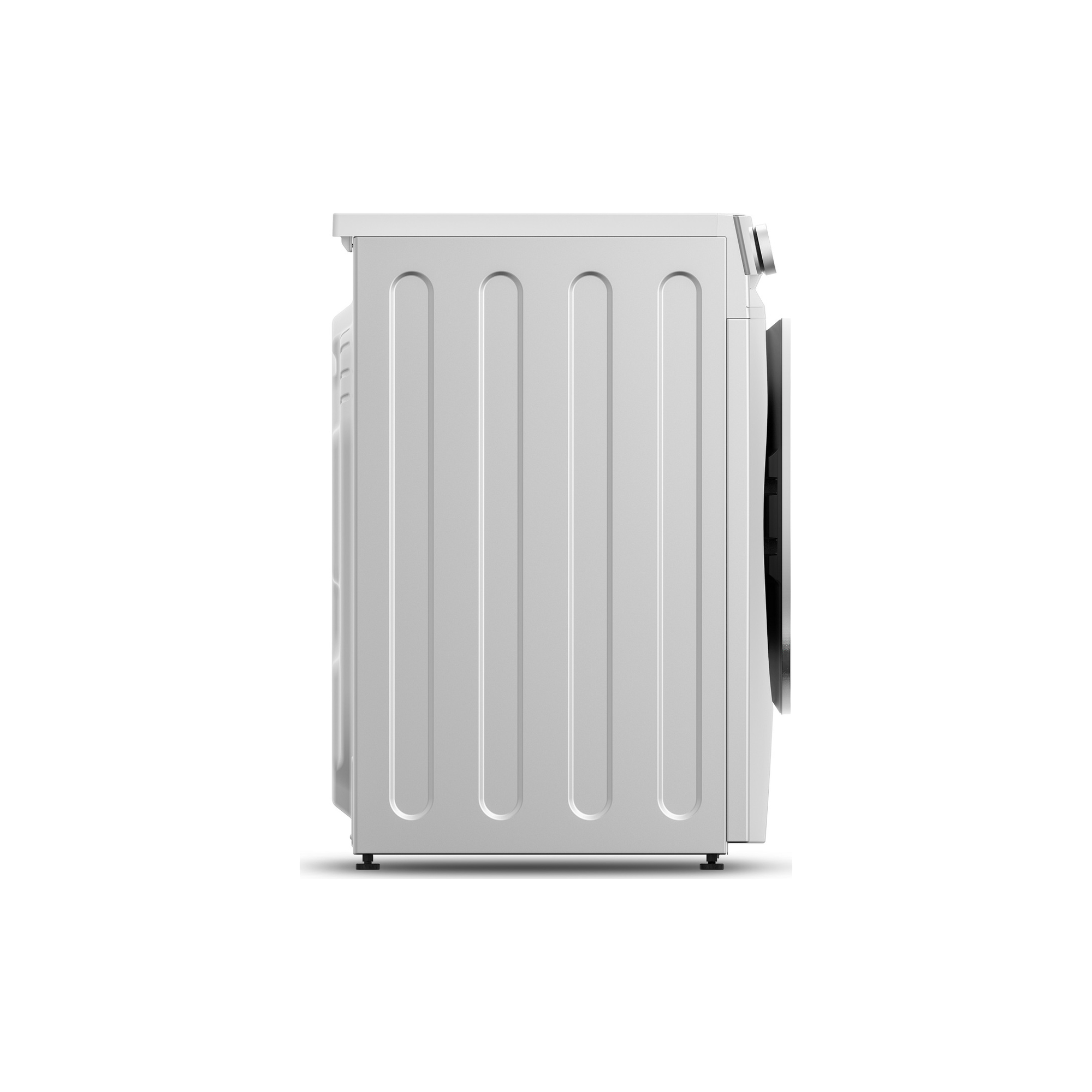 Toshiba TWD-BM130GF4B(WS) washer dryer – side profile view showing depth and side panel ribbing