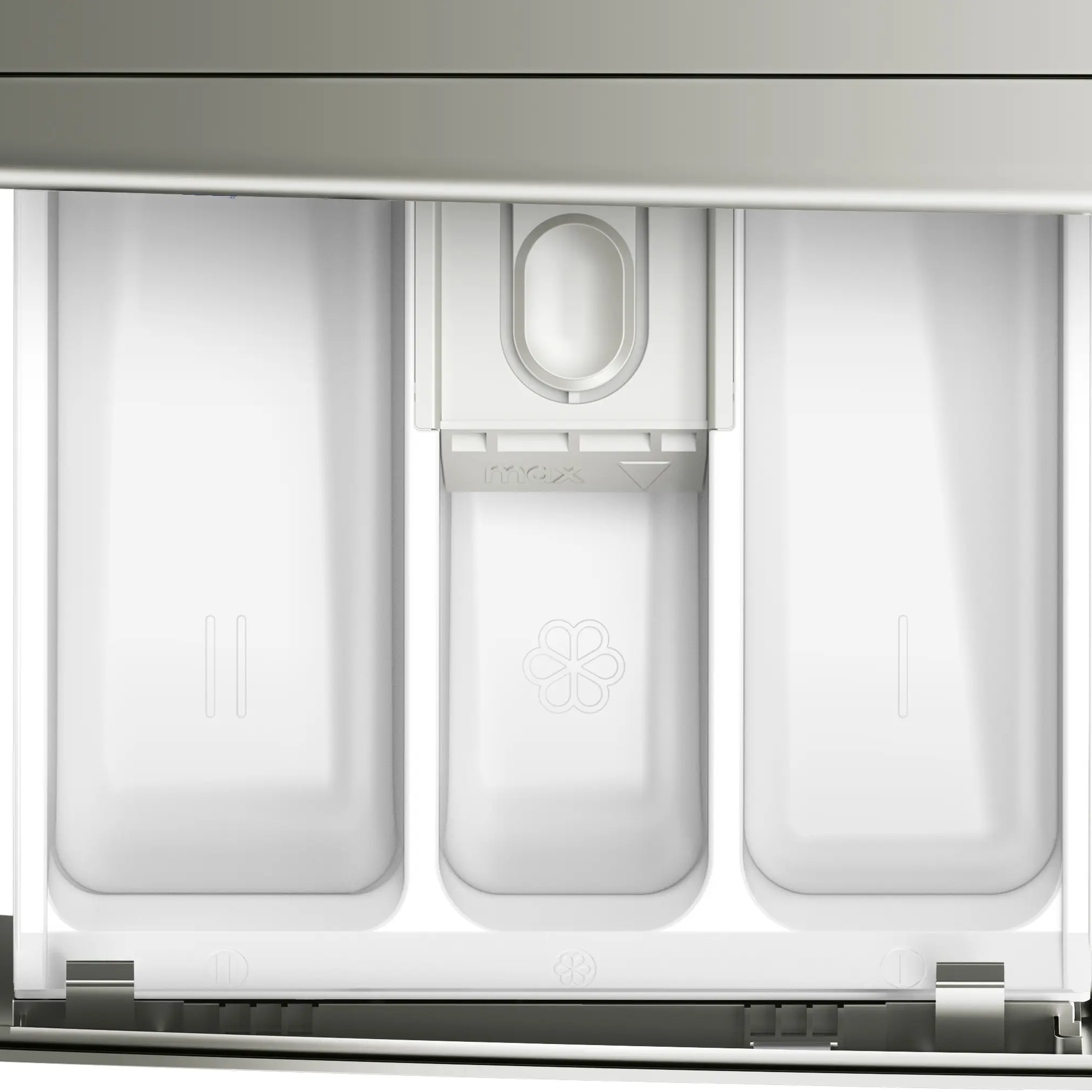 Bosch WAN28283GC detergent drawer showing prewash, main wash and fabric softener compartments