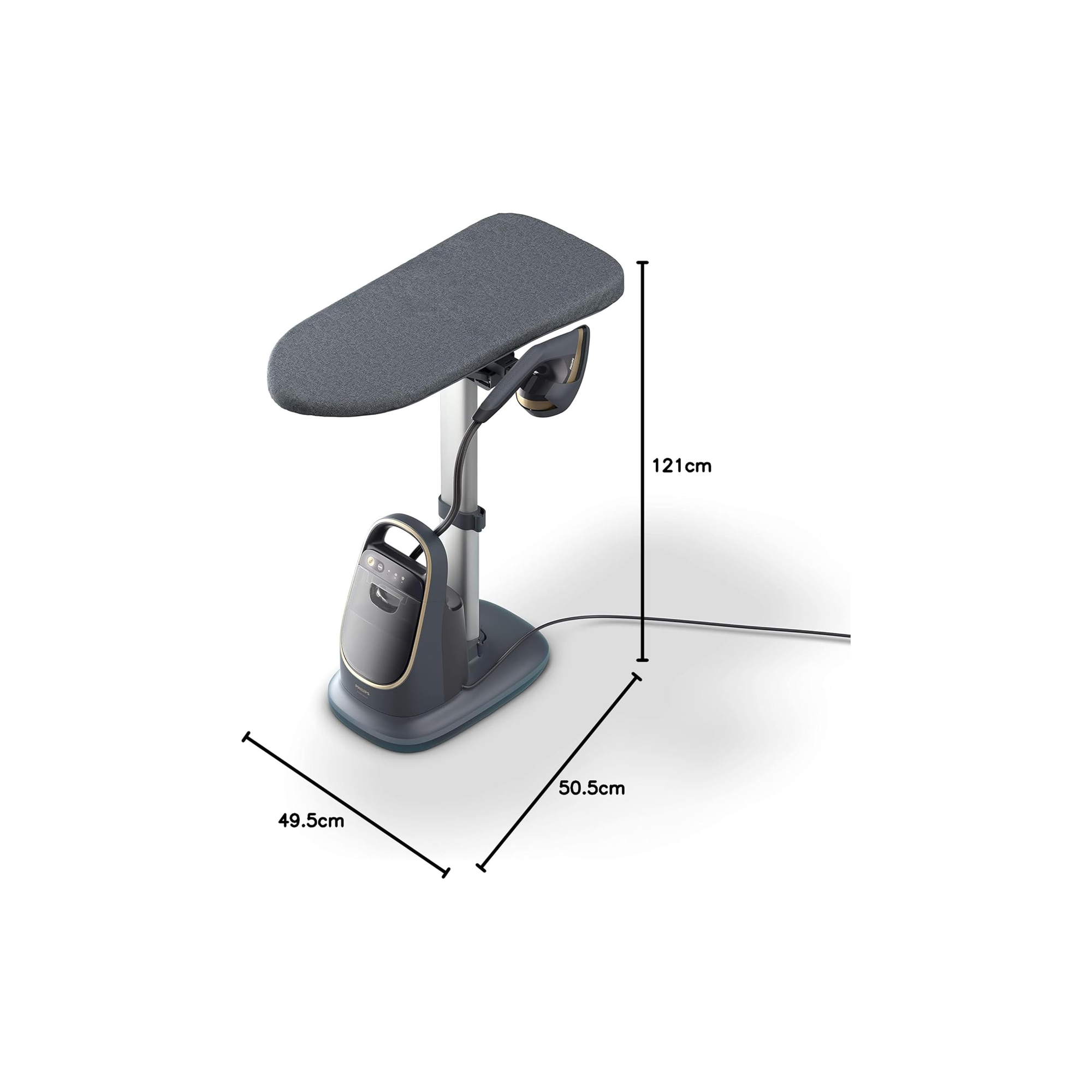 Philips AIS8540 dimension diagram – 121cm height, 50.5cm depth, 49.5cm width