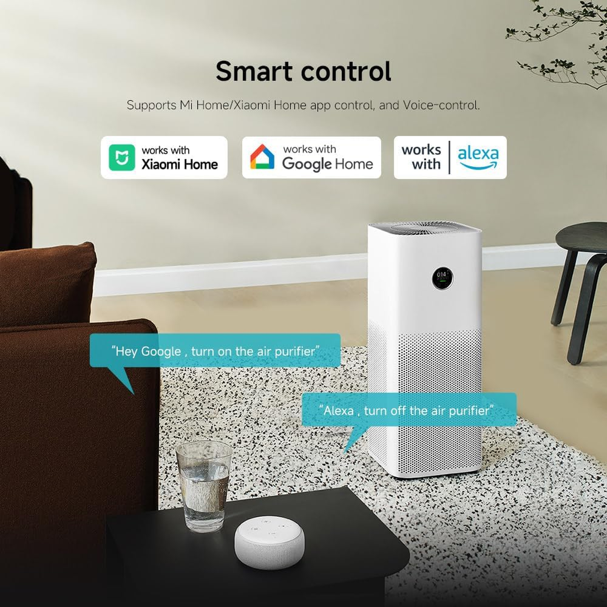 Xiaomi Smart Air Purifier 4 Pro smart control compatible with Xiaomi Home, Google Home and Amazon Alexa